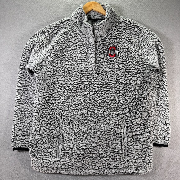 Ohio State Snap Sherpa Fleece Jacket Womens XL White Black Mockneck Comfort NCAA - Picture 1 of 10